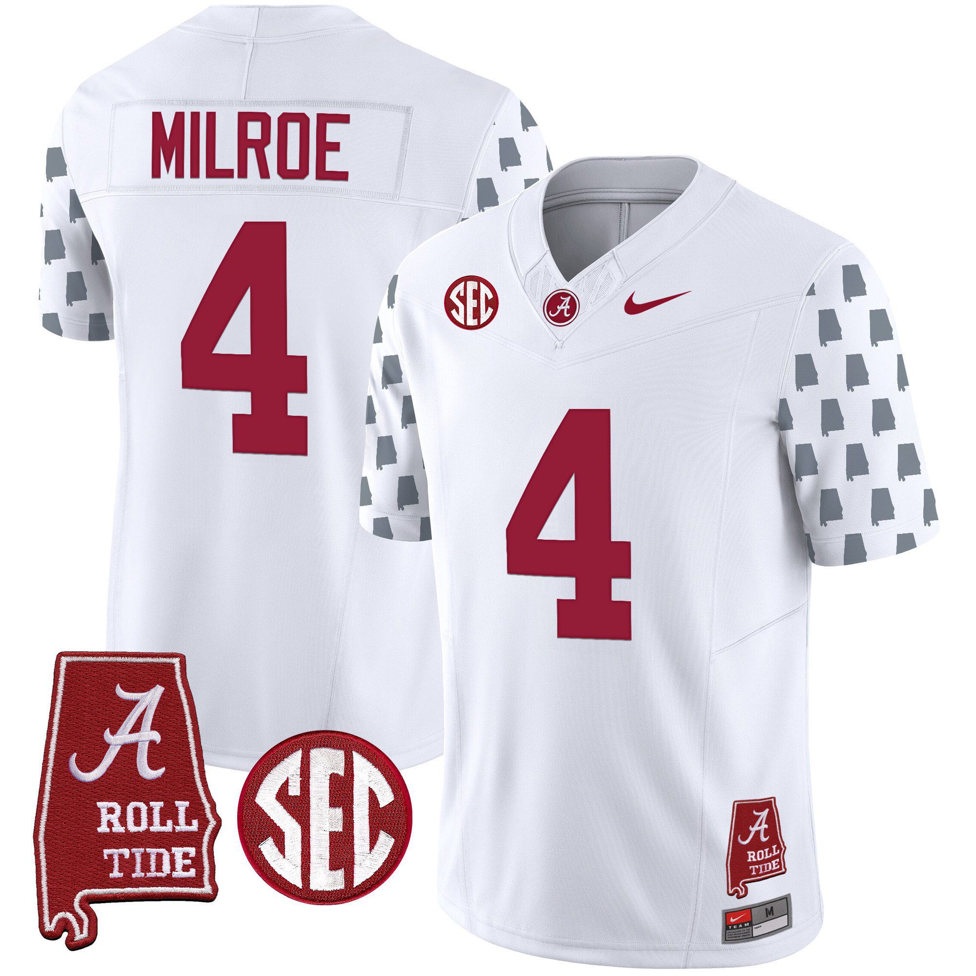 Men Alabama Crimson Tide #4 Milroe White Vapor Limited 2024 Nike NCAA Jersey